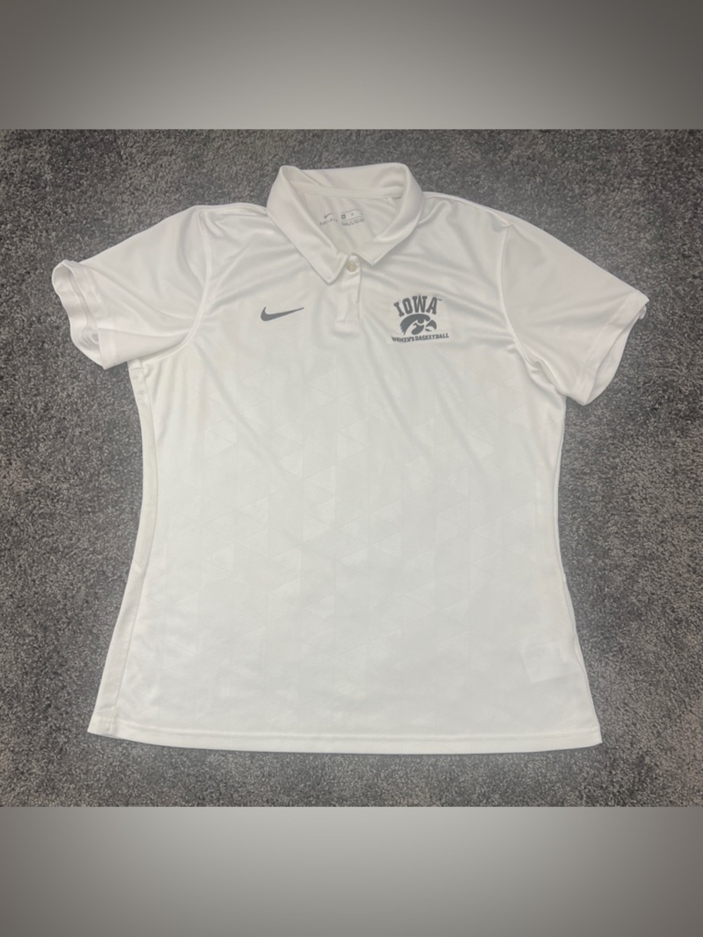 Iowa Hawkeyes Nike Polo Women's Size XL Basketball Dri-Fit Shirt White Logo NCAA